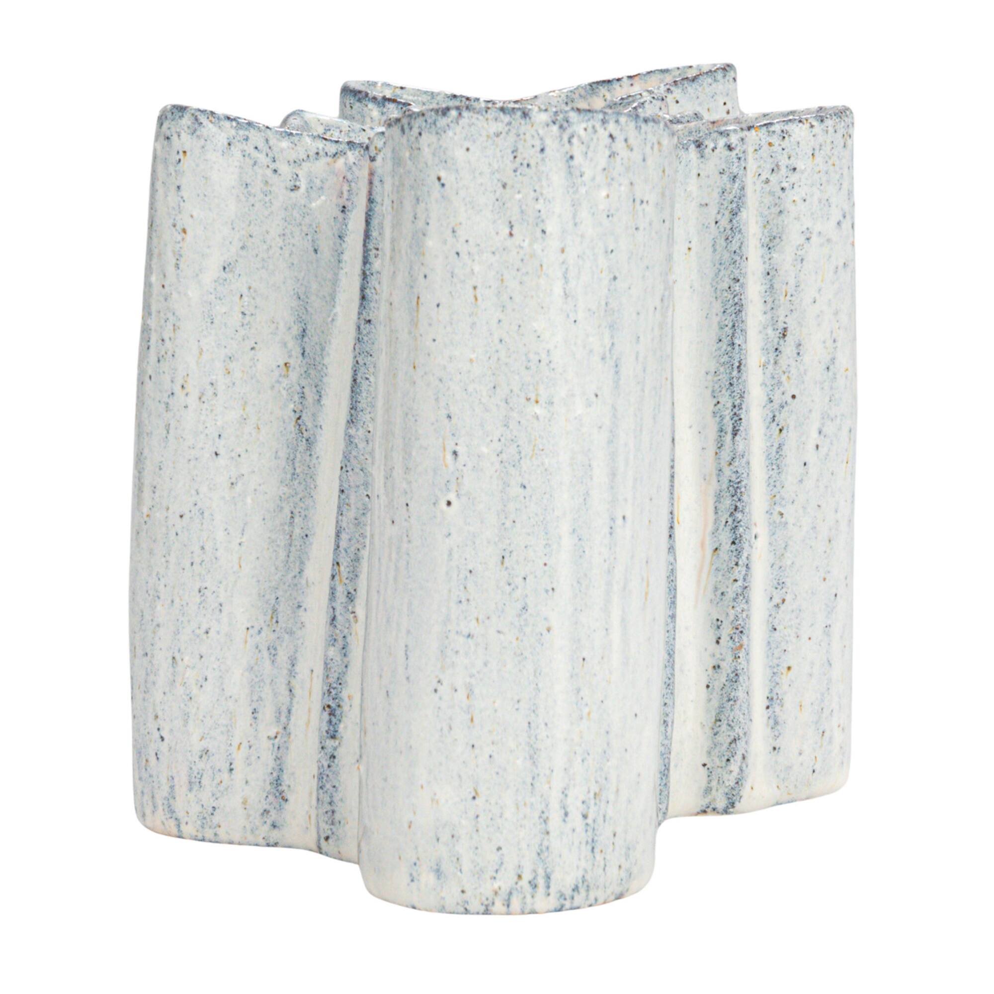 Hello Honey® 8.75" White Organic Stoneware Vase with Reactive Glaze